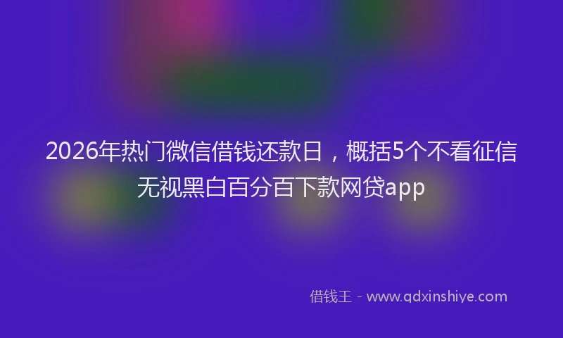 2026年热门微信借钱还款日，概括5个不看征信无视黑白百分百下款网贷app