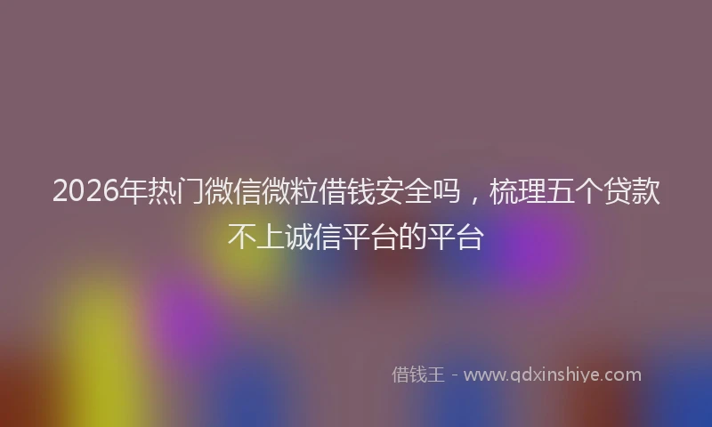 2026年热门微信微粒借钱安全吗，梳理五个贷款不上诚信平台的平台