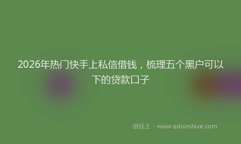 2026年热门快手上私信借钱，梳理五个黑户可以下的贷款口子