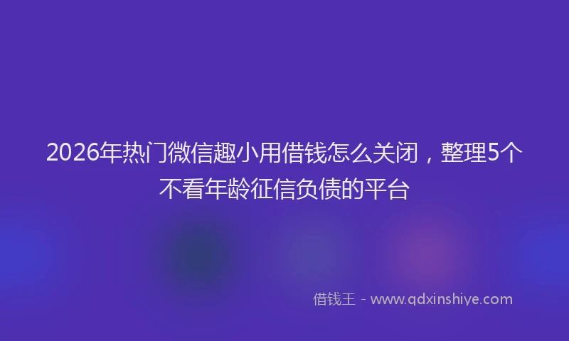 2026年热门微信趣小用借钱怎么关闭，整理5个不看年龄征信负债的平台