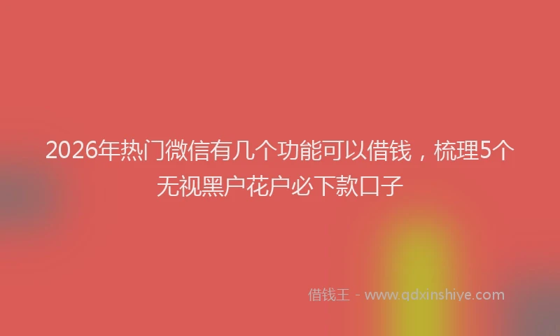 2026年热门微信有几个功能可以借钱，梳理5个无视黑户花户必下款口子