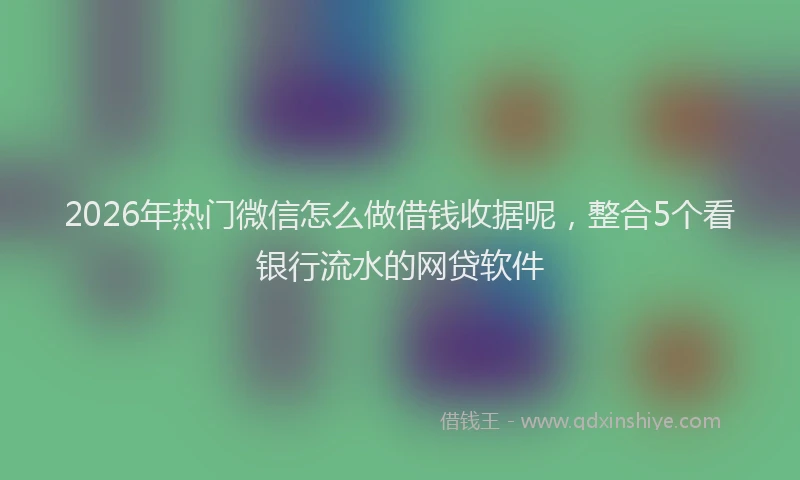 2026年热门微信怎么做借钱收据呢，整合5个看银行流水的网贷软件