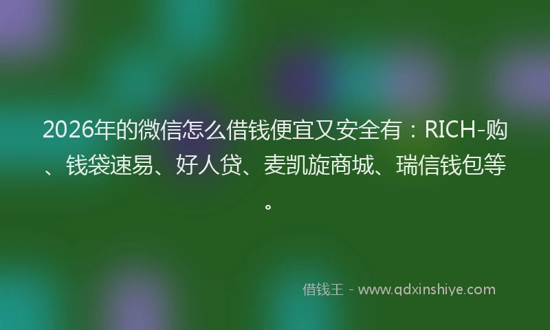 2026年的微信怎么借钱便宜又安全有：RICH-购、钱袋速易、好人贷、麦凯旋商城、瑞信钱包等。