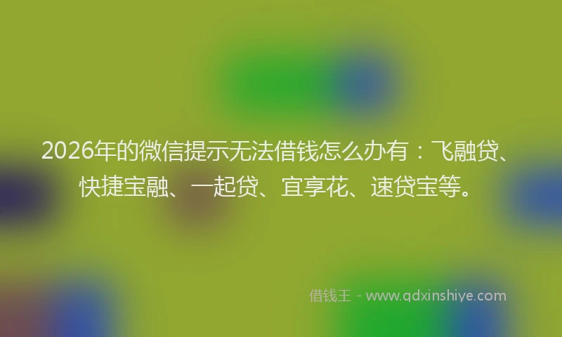 2026年的微信提示无法借钱怎么办有：飞融贷、快捷宝融、一起贷、宜享花、速贷宝等。