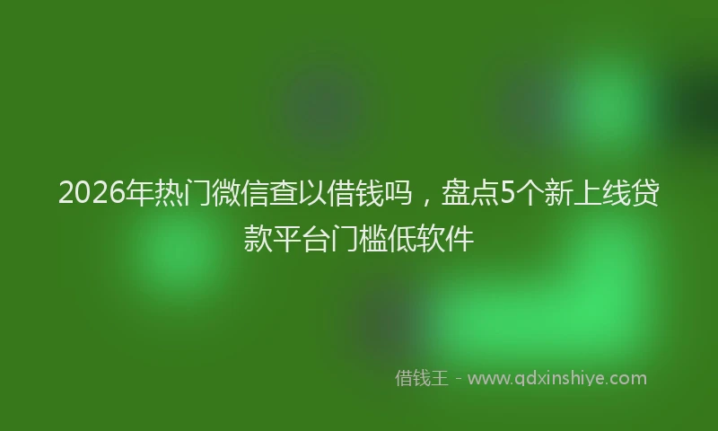 2026年热门微信查以借钱吗，盘点5个新上线贷款平台门槛低软件