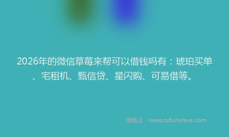 2026年的微信草莓来帮可以借钱吗有：琥珀买单、宅租机、甄信贷、星闪购、可易借等。