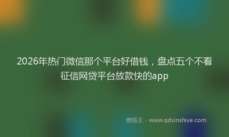2026年热门微信那个平台好借钱，盘点五个不看征信网贷平台放款快的app