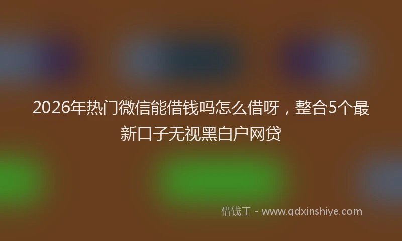 2026年热门微信能借钱吗怎么借呀，整合5个最新口子无视黑白户网贷