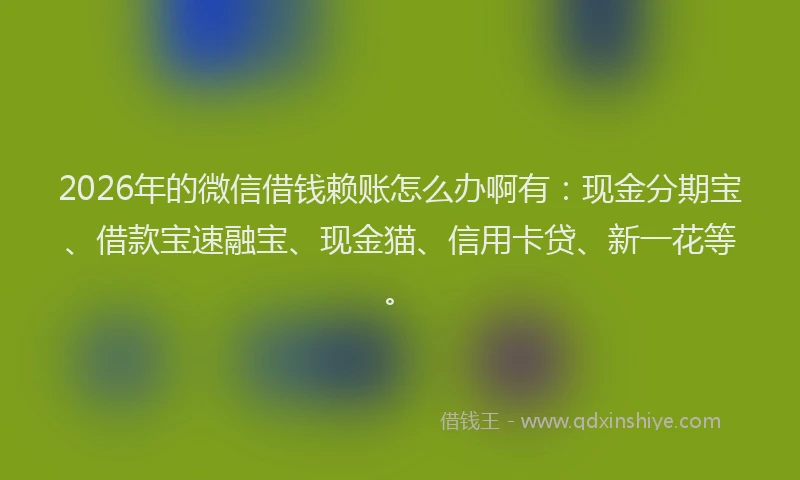 2026年的微信借钱赖账怎么办啊有：现金分期宝、借款宝速融宝、现金猫、信用卡贷、新一花等。