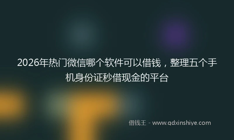 2026年热门微信哪个软件可以借钱，整理五个手机身份证秒借现金的平台