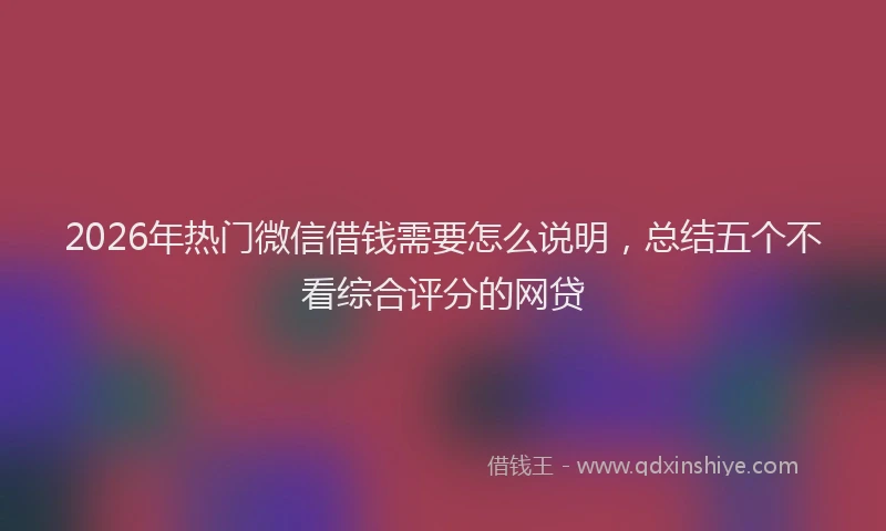 2026年热门微信借钱需要怎么说明，总结五个不看综合评分的网贷