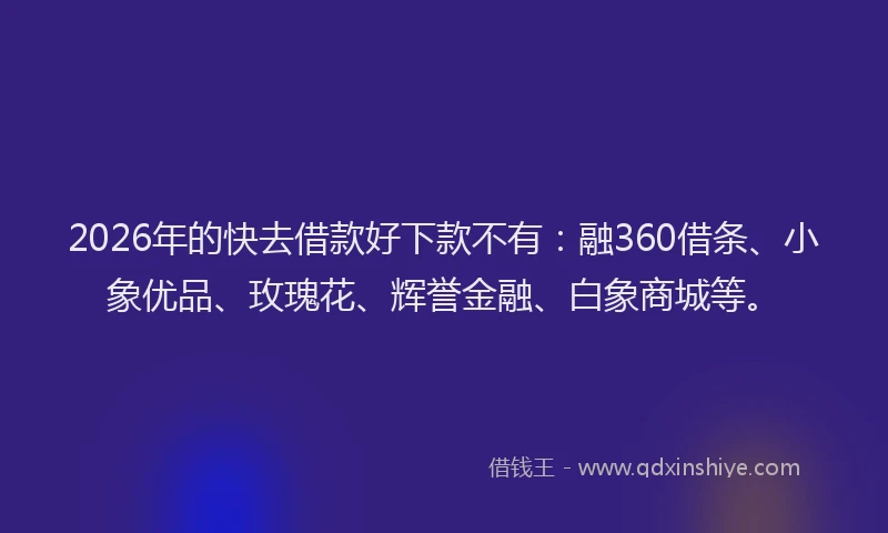 2026年的快去借款好下款不有：融360借条、小象优品、玫瑰花、辉誉金融、白象商城等。