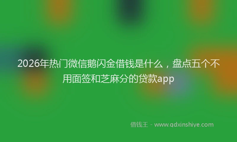 2026年热门微信鹅闪金借钱是什么，盘点五个不用面签和芝麻分的贷款app