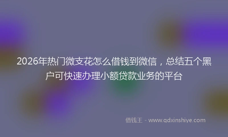 2026年热门微支花怎么借钱到微信，总结五个黑户可快速办理小额贷款业务的平台