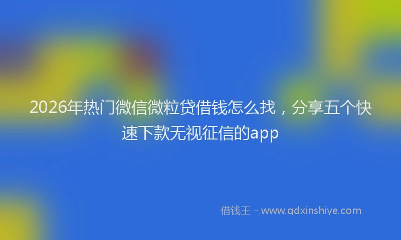 2026年热门微信微粒贷借钱怎么找，分享五个快速下款无视征信的app