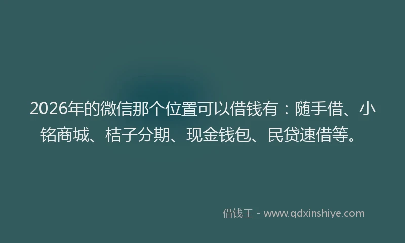 2026年的微信那个位置可以借钱有:随手借、小铭商城、桔子分期、现金钱包、民贷速借等。