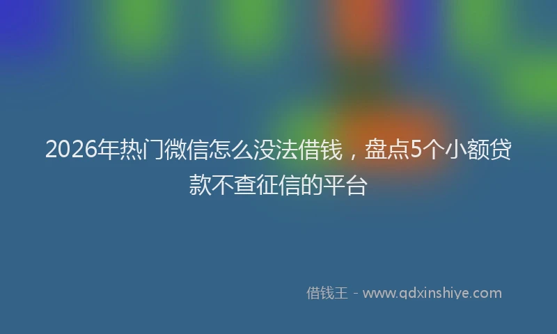2026年热门微信怎么没法借钱，盘点5个小额贷款不查征信的平台