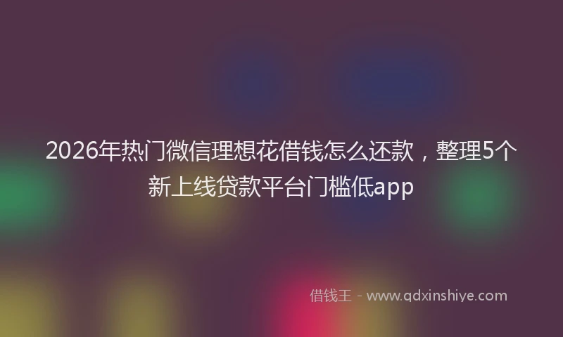 2026年热门微信理想花借钱怎么还款，整理5个新上线贷款平台门槛低app