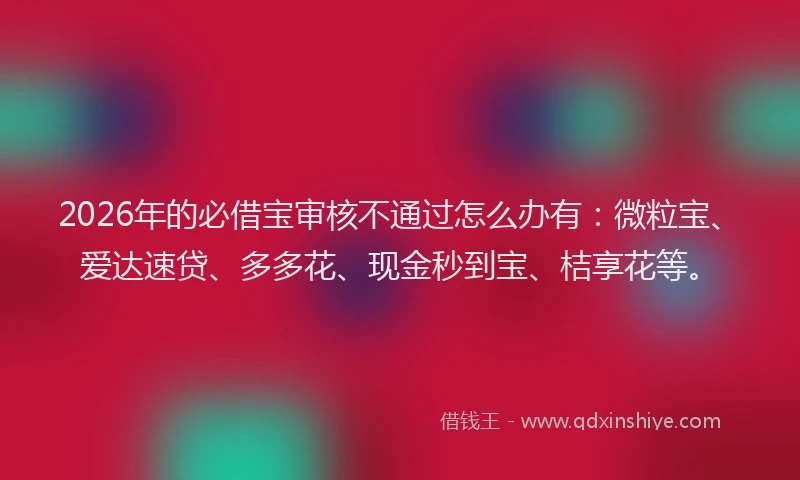2026年的必借宝审核不通过怎么办有：微粒宝、爱达速贷、多多花、现金秒到宝、桔享花等。