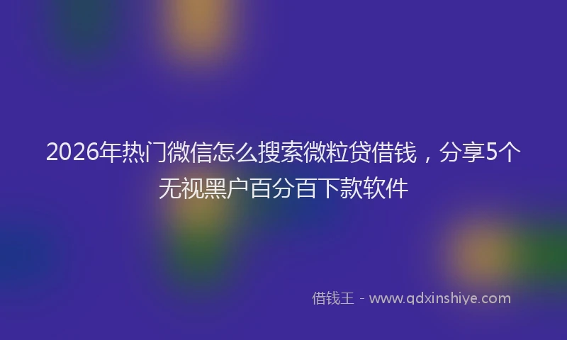 2026年热门微信怎么搜索微粒贷借钱，分享5个无视黑户百分百下款软件