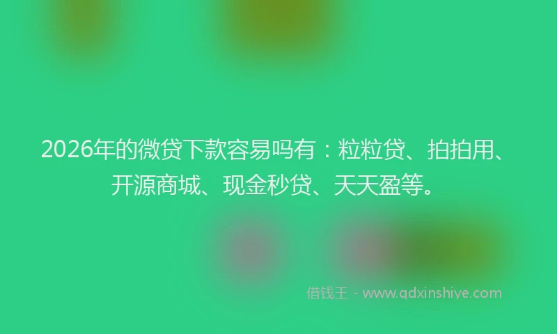 2026年的微贷下款容易吗有:粒粒贷、拍拍用、开源商城、现金秒贷、天天盈等。