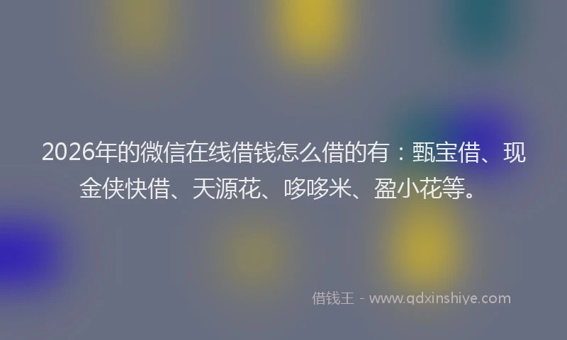 2026年的微信在线借钱怎么借的有：甄宝借、现金侠快借、天源花、哆哆米、盈小花等。