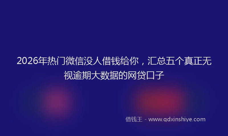 2026年热门微信没人借钱给你，汇总五个真正无视逾期大数据的网贷口子