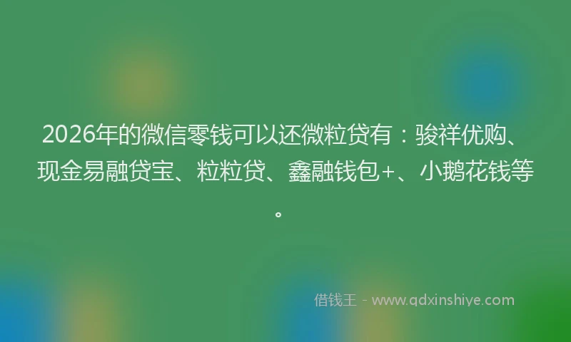 2026年的微信零钱可以还微粒贷有：骏祥优购、现金易融贷宝、粒粒贷、鑫融钱包+、小鹅花钱等。