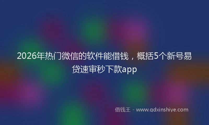 2026年热门微信的软件能借钱，概括5个新号易贷速审秒下款app