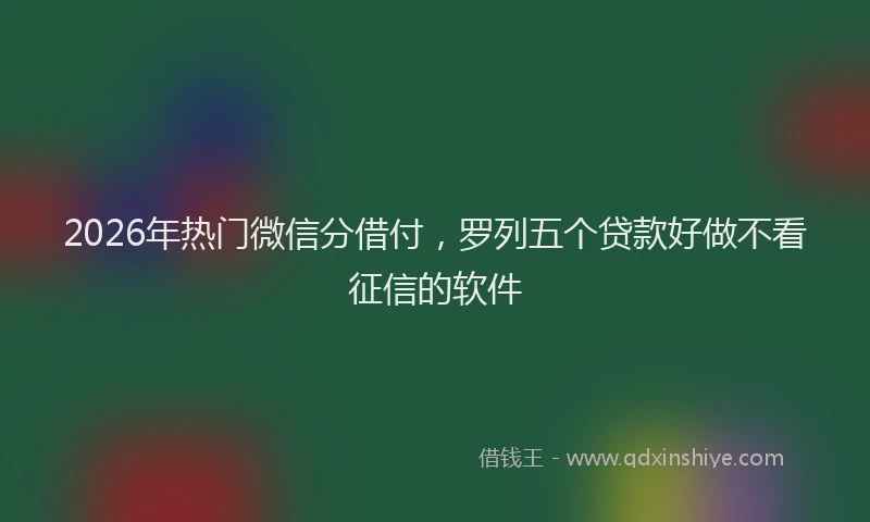 2026年热门微信分借付，罗列五个贷款好做不看征信的软件