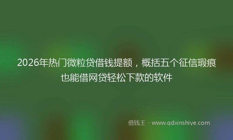 2026年热门微粒贷借钱提额，概括五个征信瑕疵也能借网贷轻松下款的软件