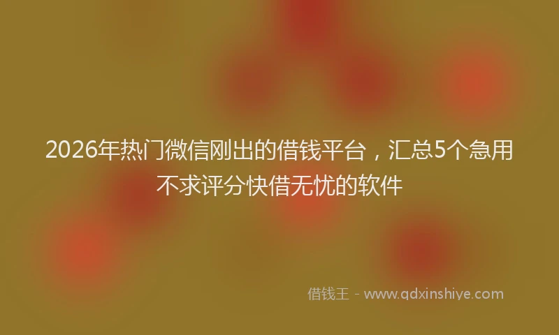 2026年热门微信刚出的借钱平台，汇总5个急用不求评分快借无忧的软件