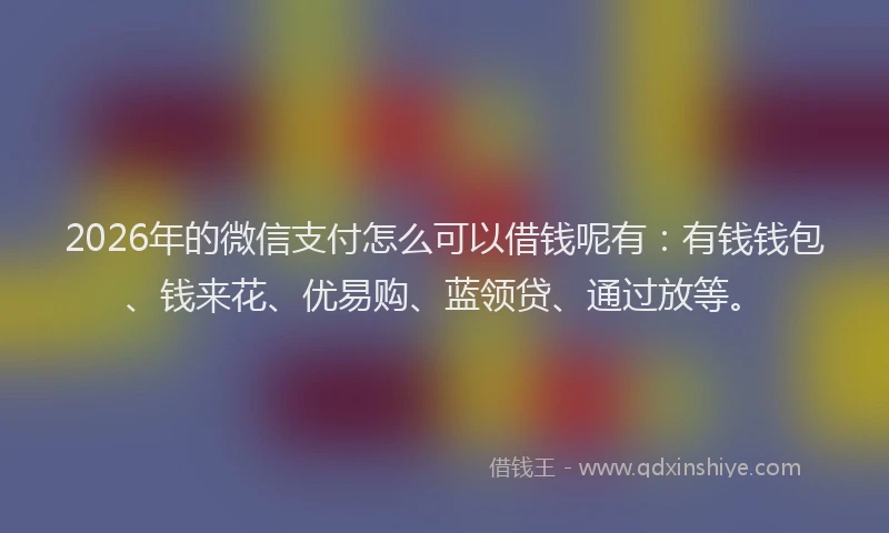 2026年的微信支付怎么可以借钱呢有：有钱钱包、钱来花、优易购、蓝领贷、通过放等。