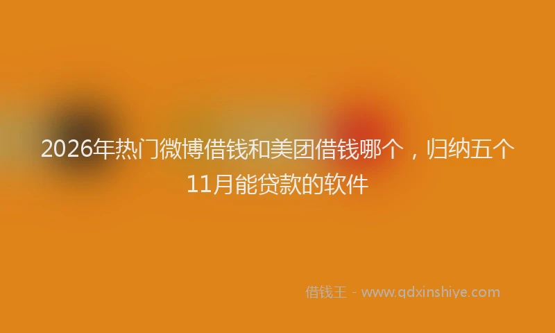 2026年热门微博借钱和美团借钱哪个，归纳五个11月能贷款的软件
