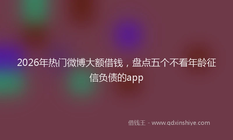 2026年热门微博大额借钱，盘点五个不看年龄征信负债的app