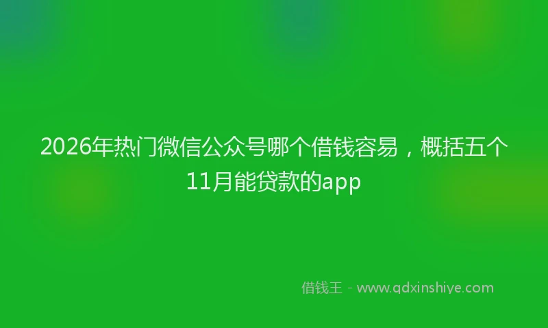 2026年热门微信公众号哪个借钱容易,概括五个11月能贷款的app
