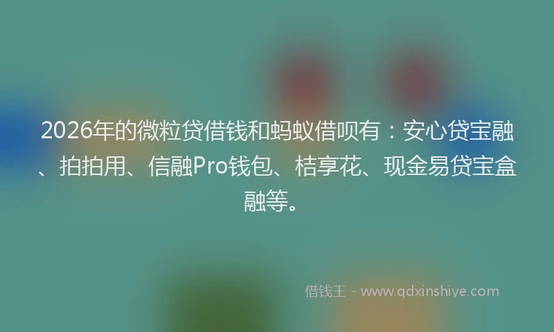 2026年的微粒贷借钱和蚂蚁借呗有：安心贷宝融、拍拍用、信融Pro钱包、桔享花、现金易贷宝盒融等。