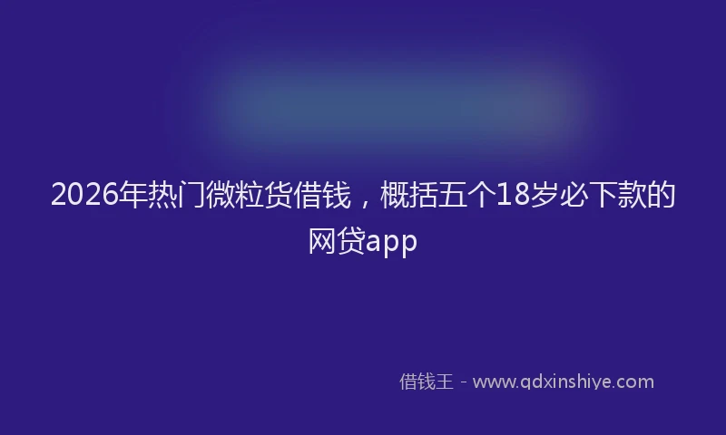2026年热门微粒货借钱，概括五个18岁必下款的网贷app