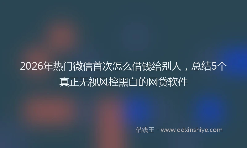 2026年热门微信首次怎么借钱给别人，总结5个真正无视风控黑白的网贷软件