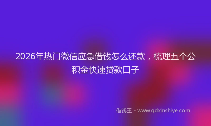 2026年热门微信应急借钱怎么还款,梳理五个公积金快速贷款口子
