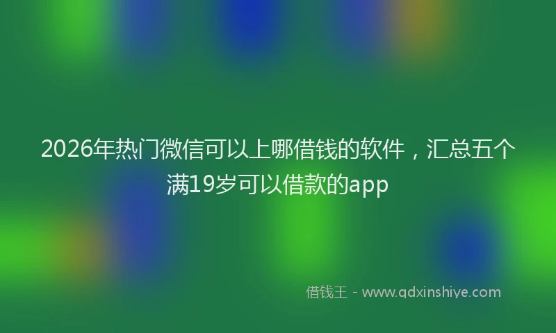 2026年热门微信可以上哪借钱的软件，汇总五个满19岁可以借款的app