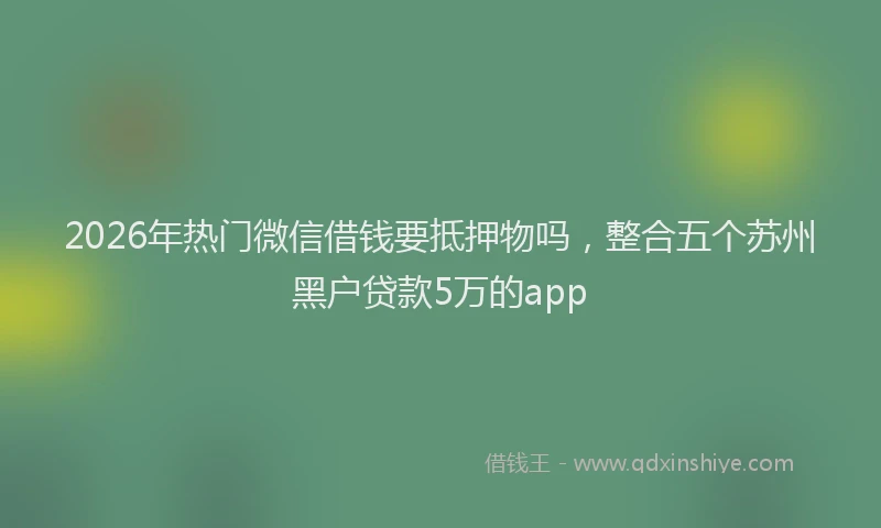 2026年热门微信借钱要抵押物吗，整合五个苏州黑户贷款5万的app