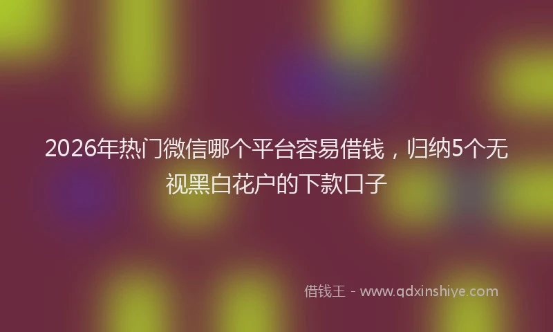 2026年热门微信哪个平台容易借钱，归纳5个无视黑白花户的下款口子