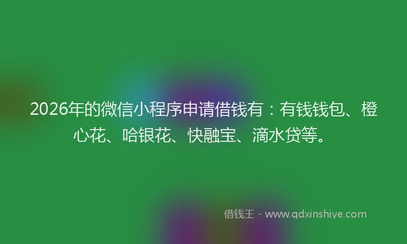 2026年的微信小程序申请借钱有：有钱钱包、橙心花、哈银花、快融宝、滴水贷等。