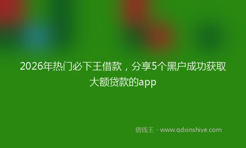 2026年热门必下王借款，分享5个黑户成功获取大额贷款的app