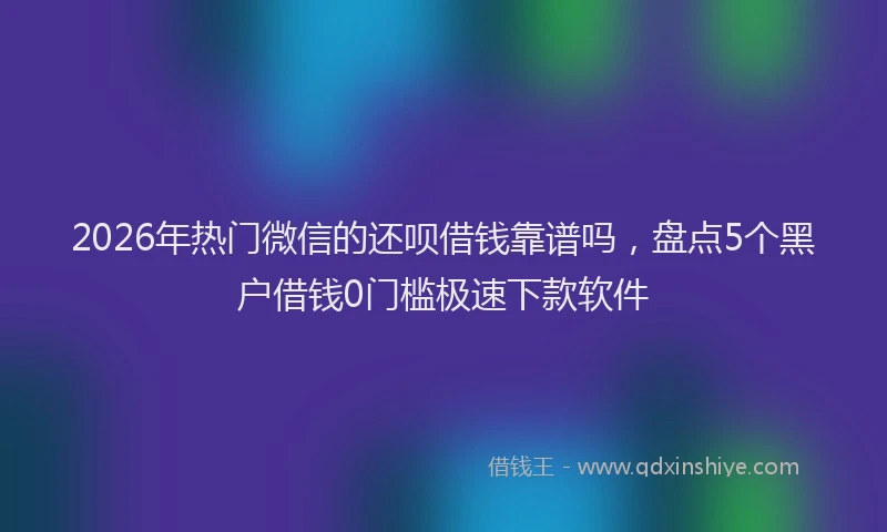2026年热门微信的还呗借钱靠谱吗，盘点5个黑户借钱0门槛极速下款软件
