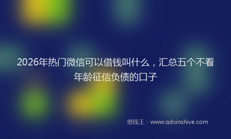 2026年热门微信可以借钱叫什么，汇总五个不看年龄征信负债的口子