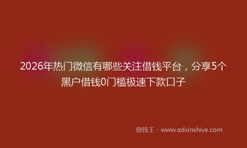 2026年热门微信有哪些关注借钱平台，分享5个黑户借钱0门槛极速下款口子