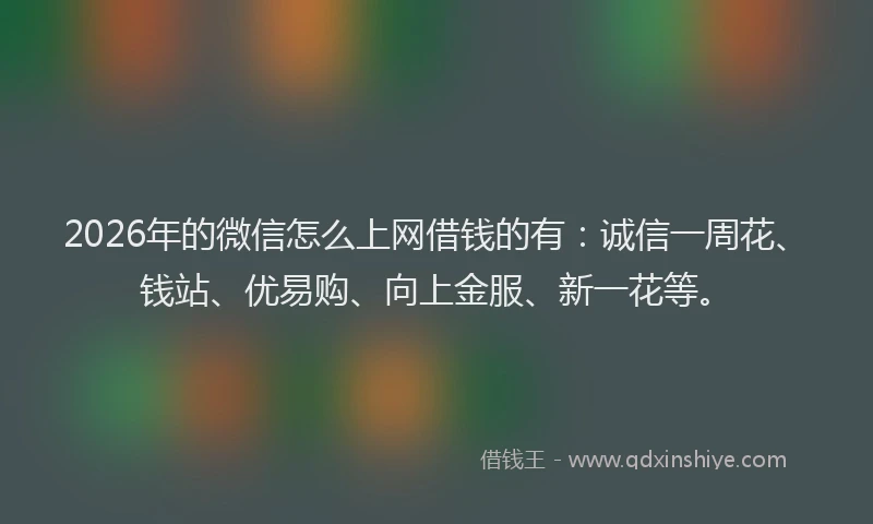 2026年的微信怎么上网借钱的有：诚信一周花、钱站、优易购、向上金服、新一花等。