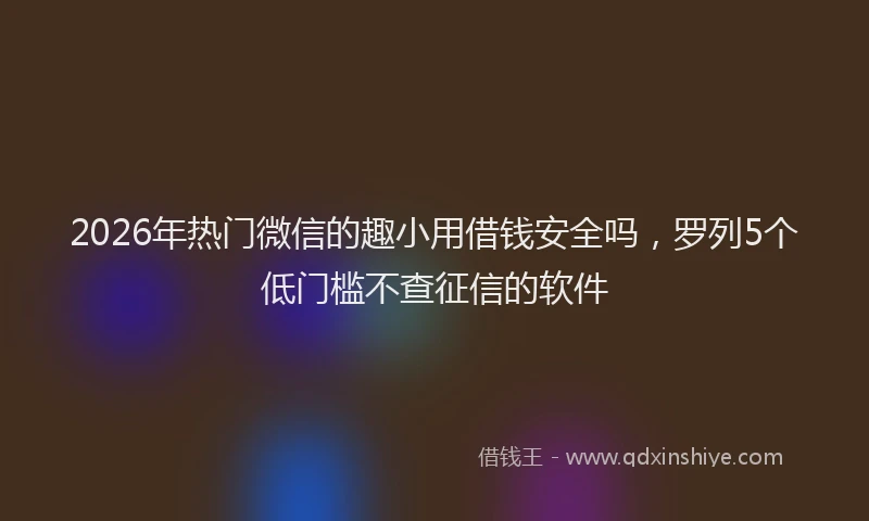 2026年热门微信的趣小用借钱安全吗，罗列5个低门槛不查征信的软件